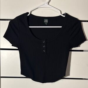 Wild Fable Black Fitted Buttoned Top